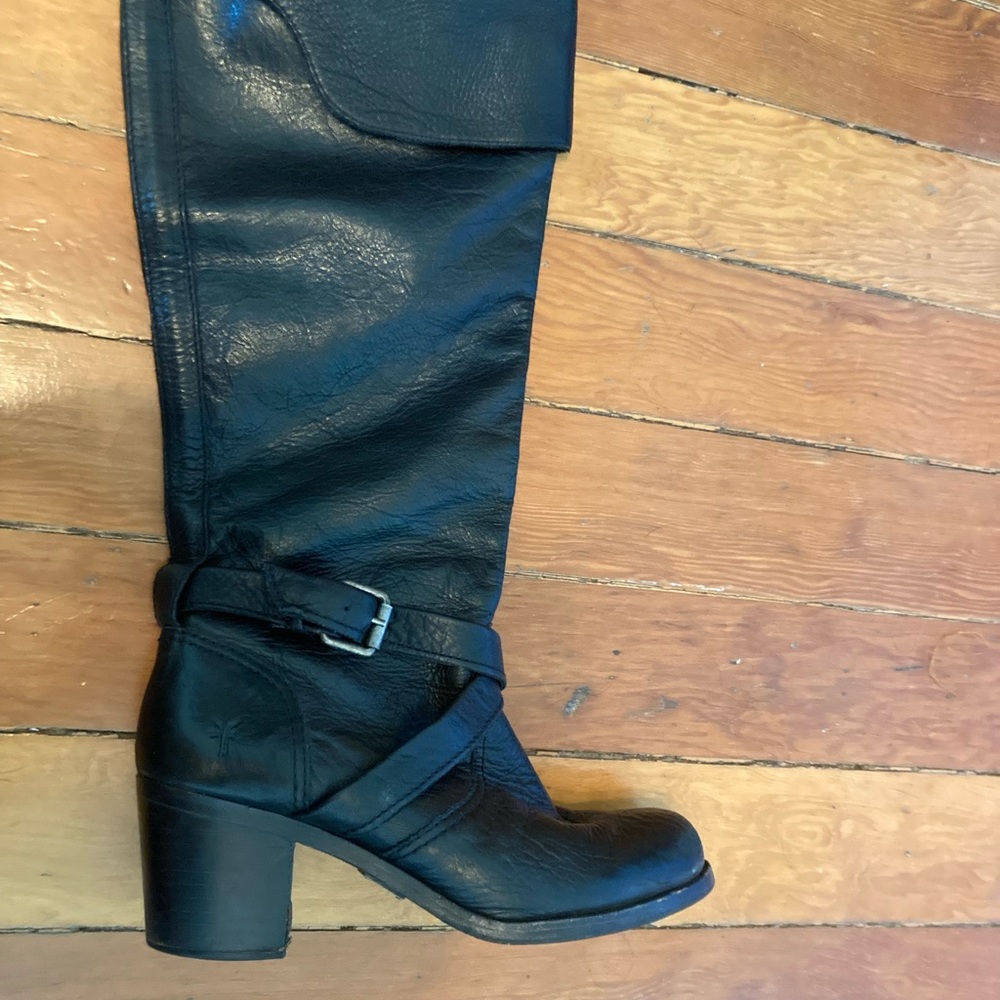 Frye knee-high black leather boots